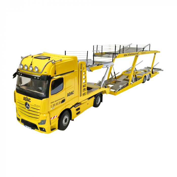Macheta camion Mercedes Actros cu semiremorca transport auto Lohr, ADAC, scara 1:18 [2]
