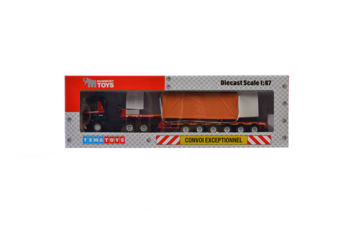 Macheta camion Scania 6x4 cu trailer telescopic si incarcatura, scara 1:87 [3]