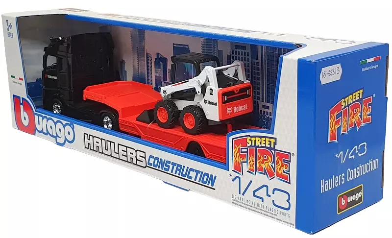 Macheta cap tractor Mercedes Actros cu trailer, scara 1:43 si incarcator Bobcat [4]