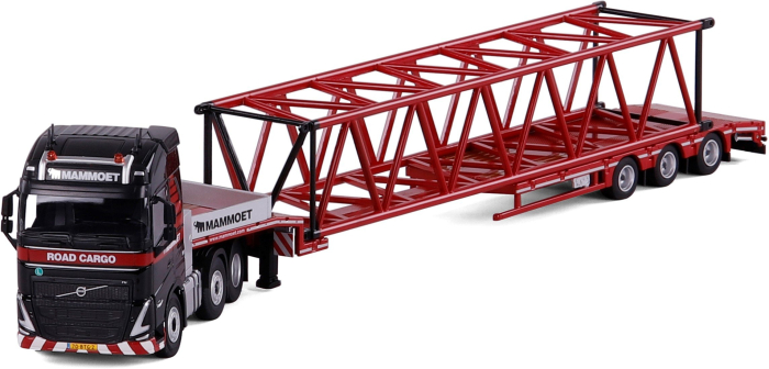 Macheta cap tractor Volvo FH5 6x2 cu trailer telescopic Faymonville cu 3 axe si tronson de brat de macara, scara 1:50 [2]