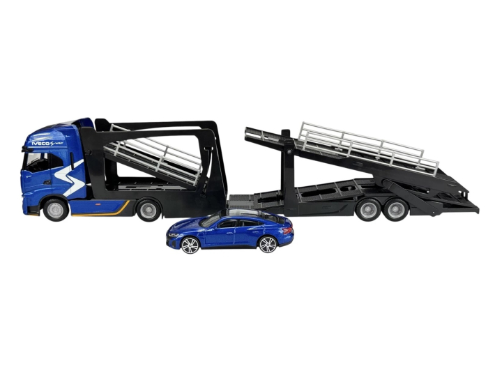 Macheta transportor auto Iveco S-Way 570 cu Audi e-Tron, scara 1:43 [2]