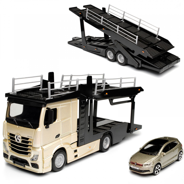 Macheta transportor auto Mercedes Actros si Volkswagen Polo, scara 1:43 [2]