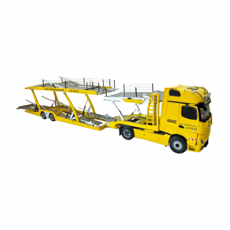Machete camioane - Macheta camion Mercedes Actros cu semiremorca transport auto Lohr, ADAC, scara 1:18