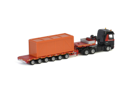 Machete camioane - Macheta camion Scania 6x4 cu trailer telescopic si incarcatura, scara 1:87
