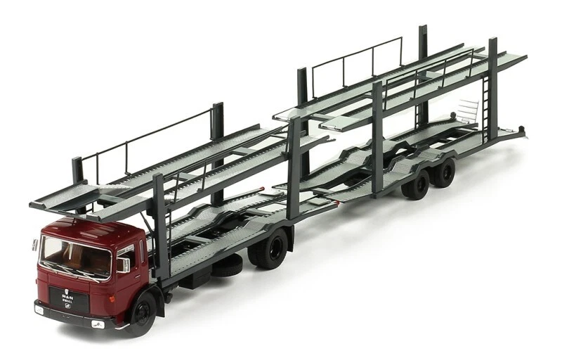 Machete camioane - Macheta camion transportor auto cu remorca MAN F8, scara 1:43 - Copie