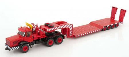 Macheta cap tractor Berliet TB015 6x6 cu trailer cu 4 axe, scara 1:43