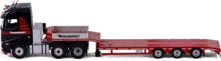 Macheta cap tractor Volvo FH5 6x2 cu trailer telescopic Faymonville cu 3 axe si tronson de brat de macara, scara 1:50 [2]
