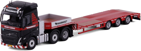 Macheta cap tractor Volvo FH5 6x2 cu trailer telescopic Faymonville cu 3 axe si tronson de brat de macara, scara 1:50 [3]