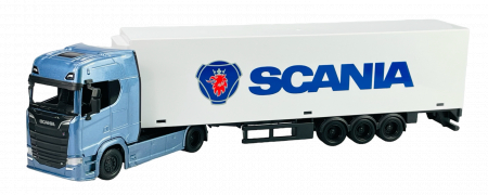 Machete camioane - Macheta Scania S730 Highline cu semiremorca vagon, scara 1:43
