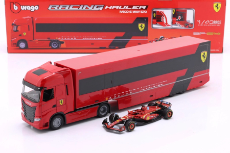 Machete autoturisme - Set machete Ferrari - Iveco S-Way 570 cu masina de Formula 1, scara 1:43