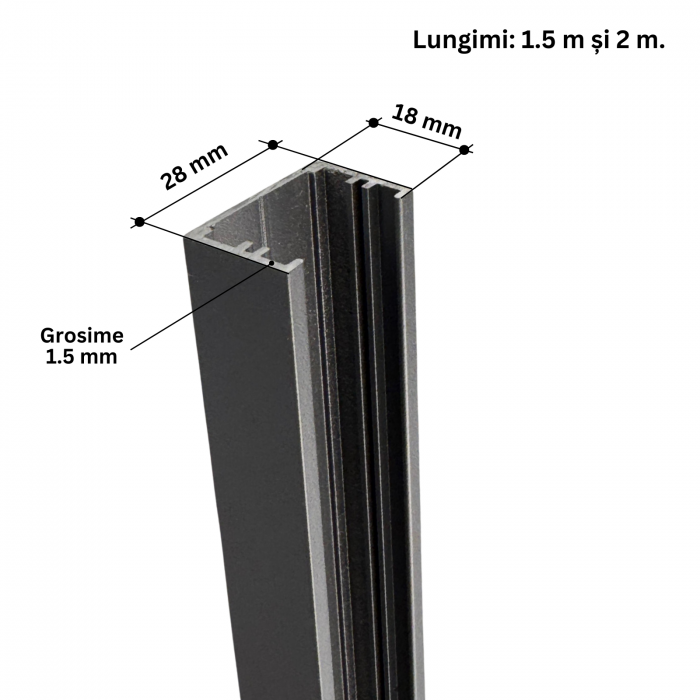 Cadru Gard tip C, Multifunctional din Aluminiu Gri Antracit 28x18mmx1,5 ML [5]