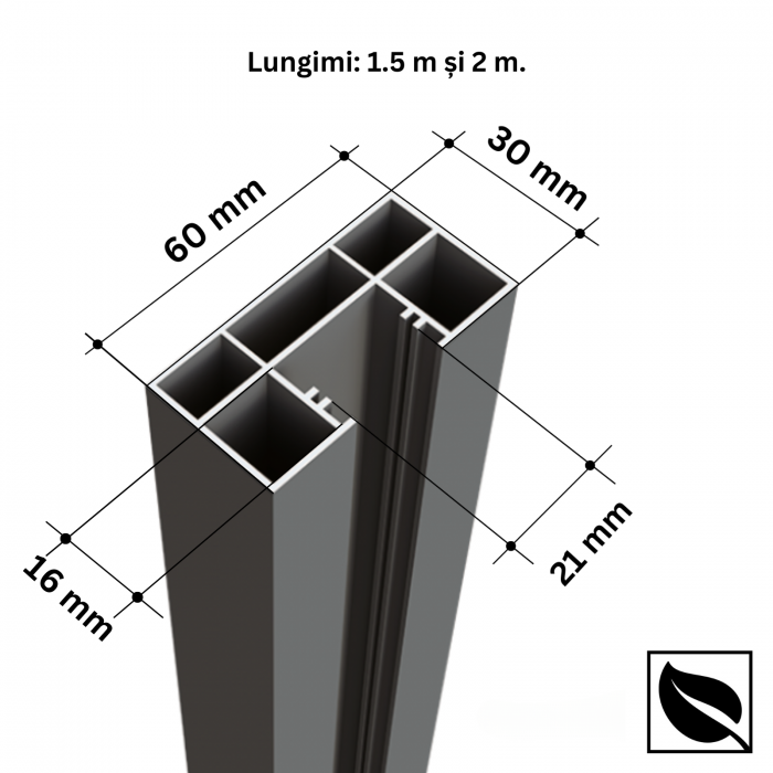 Cadru gard tip C, Multifunctional Ranforsat, 30x60mm, Aluminum [2]