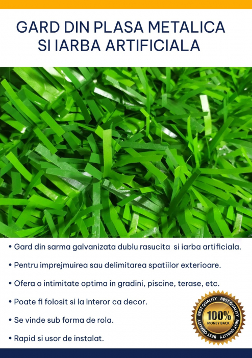 Gard Verde cu sarma si iarba 5 ML, Gard metalic cu iarba artificiala tip conifer [12]