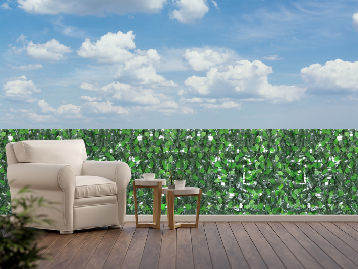 Gard verde artificial cu mix de frunze, Gard decorativ artificial, Paravan cu frunze [7]