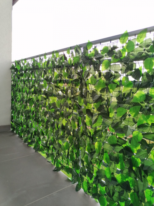Gard verde artificial cu mix de frunze, Gard decorativ artificial, Paravan cu frunze [10]