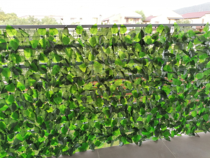 Gard verde artificial cu mix de frunze, Gard decorativ artificial, Paravan cu frunze [9]