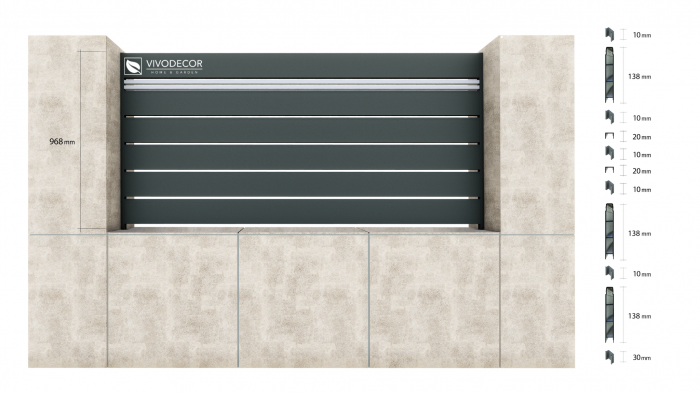 Kit Gard din Aluminiu Model Trend Combi VIVODECOR H1000 x L2000 mm pe stalpi existenti Asamblare DoItYourself [2]