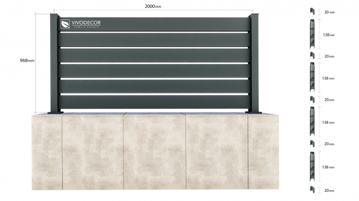 Kit Gard din Aluminiu Model Trend VIVODECOR H1000 x L2000 mm Asamblare DoItYourself [2]