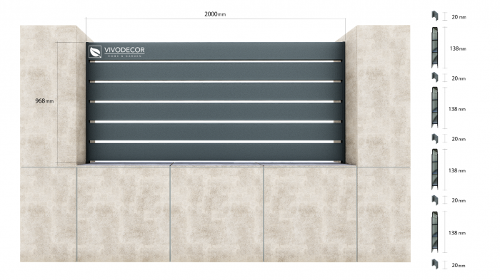 Kit Gard din Aluminiu Model Trend VIVODECOR, H1000xL2000 mm [2]