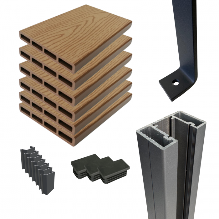 Kit Panou Gard din Lemn Compozit WPC Bej-Lemn si Cadru Gard din Aluminiu. Asamblare DoItYourself [4]