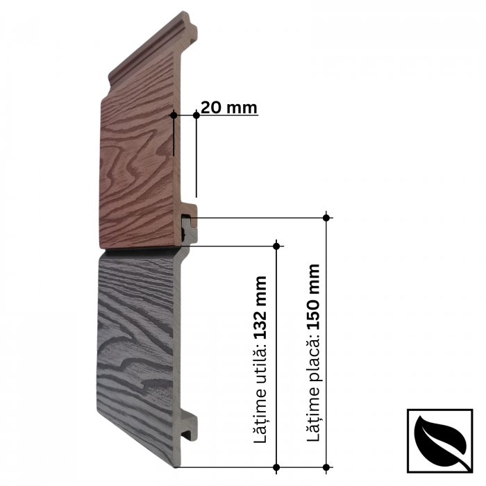 Lambriu WPC Lemn Compozit Maro pentru Fatada, 150x20mmx2900mm. Sipca WPC de exterior placari fatade [6]