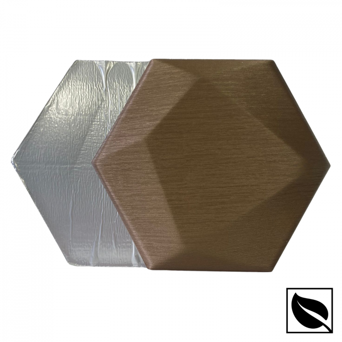 Panou Decorativ Perete 3D Autoadeziv, Hexagon Aramiu Sidef, Set 2 Buc., Placi din Piele Ecologica [6]