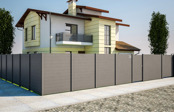 Panou Gard Model Compact Din Aluminiu Cu Stalpi Din Zidarie Existenti 1000x2000mm [3]