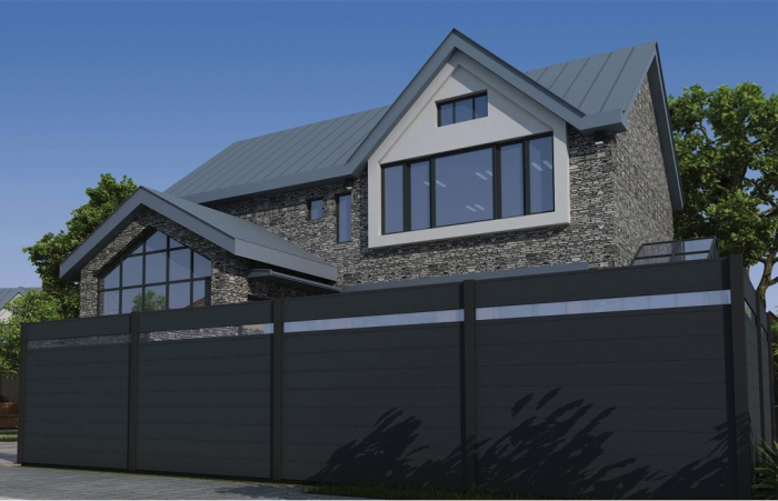 Panou Gard Model Panorama Din Aluminiu Cu Stalpi Din Zidarie Existenti 1000x2000mm [2]