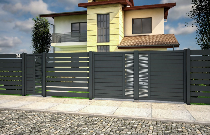 Panou Gard Model Trafor 2.0 Din Aluminiu Cu Stalpi Din Zidarie Existenti 1000x2000 mm [3]