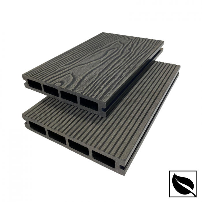 Placa deck terasa WPC 3D, tip pardoseala/dusumea WPC, 150x22mm, gri antracit lemn [10]