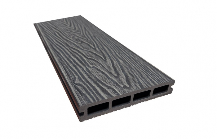 Placa deck terasa WPC 3D, tip pardoseala/dusumea WPC, 150x22mm, gri antracit lemn [6]