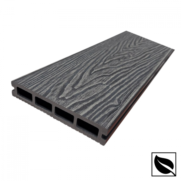 Placa deck terasa WPC 3D, tip pardoseala/dusumea WPC, 150x22mm, gri antracit lemn [2]