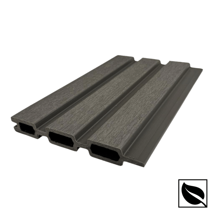 Riflaj cu fata dubla Gri Antracit din WPC Lemn Compozit . Riflaj pentru Gard si Paravan VIVODECOR 164x21mm, Lungime 2 m [2]