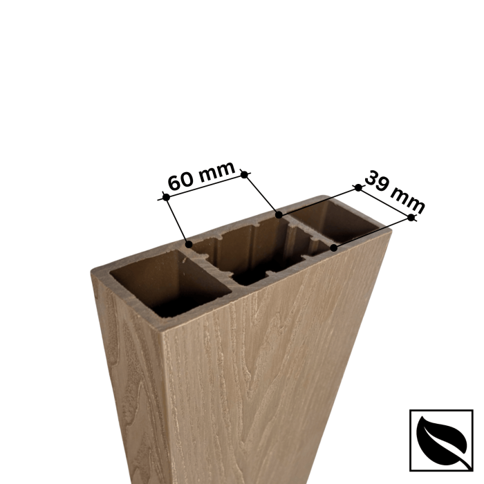 Riflaj Decorativ WPC Lemn Compozit 3 D Gri Antracit 150x50 mm, Profil Rectangular Dublu Ramforsat, Lungime 3.5 m [4]