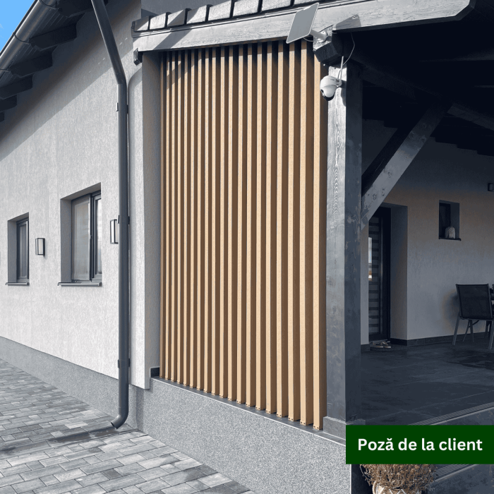 Riflaj Decorativ WPC Lemn Compozit Bej, Profil Rectangular 150x50 mm, Lungime 3.5 m, Dublu Ramforsat [6]