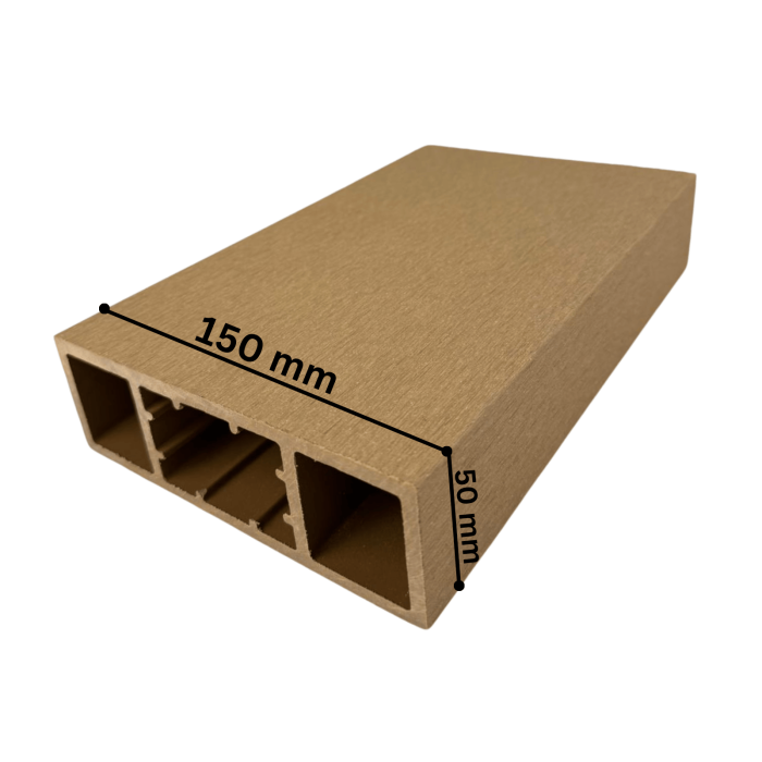 Riflaj Decorativ WPC Lemn Compozit Bej, Profil Rectangular 150x50 mm, Lungime 3.5 m, Dublu Ramforsat [4]