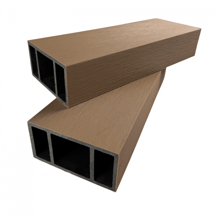 Riflaj Perete Despartitor WPC Co-extrudat pentru Exterior Stejar Auriu 120x62 mm, Lungime 3.5 m, Profil Tub Rectangular Ramforsat [3]