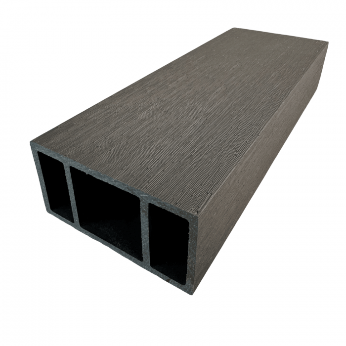 Riflaj Perete Despartitor WPC Co-extrudat pentru Exterior Gri Argintiu 120x62 mm, Lungime 3.5 m, Profil Tub Rectangular Ramforsat [2]