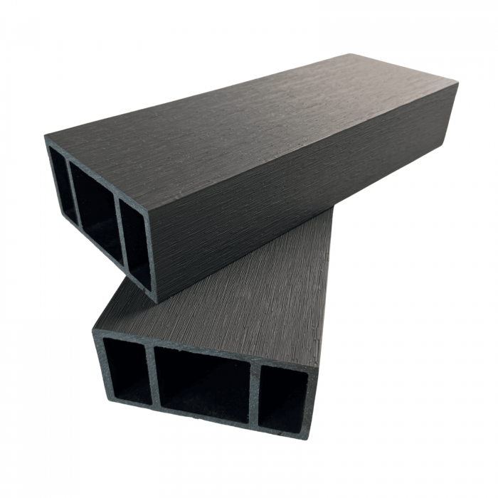 Riflaj Perete Despartitor WPC Co-extrudat pentru Exterior Gri Argintiu 120x62 mm, Lungime 3.5 m, Profil Tub Rectangular Ramforsat [3]