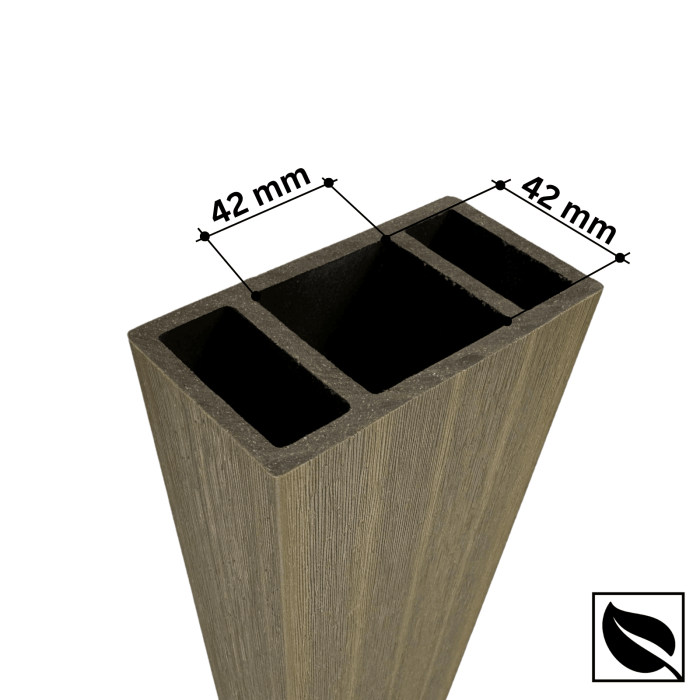 Riflaj Decorativ WPC Lemn Compozit Co-extrudat, Profil Rectangular 100x52x2900 mm, Dublu Ramforsat [4]