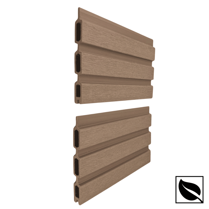 Riflaj pentru Gard si Paravan VIVODECOR 164x21mm, Lungime 2 m, Riflaj cu Fata Dubla Maro Stejar din WPC Lemn Compozit . [2]