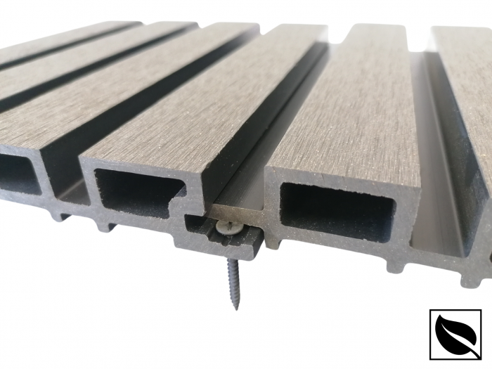 Riflaj Decorativ WPC Lemn Compozit Durabil, 219x26x3600mm, Gri Antracit [5]