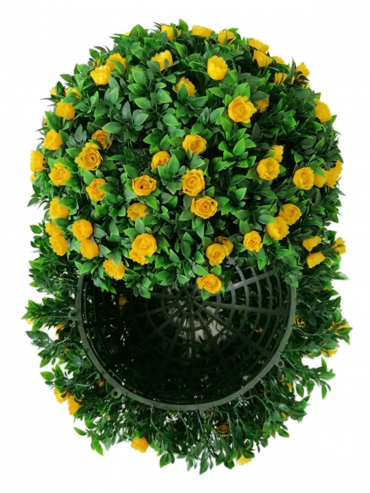 Arbust artificial in forma de sfera vivodecor, Sfera decorativa din plante artificiale trandafiri galbeni [2]
