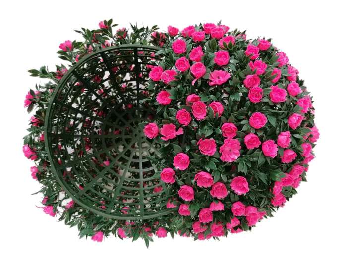 Sfera decorativa din plante artificiale Trandafiri rosii, Arbust artificial forma sferica [2]