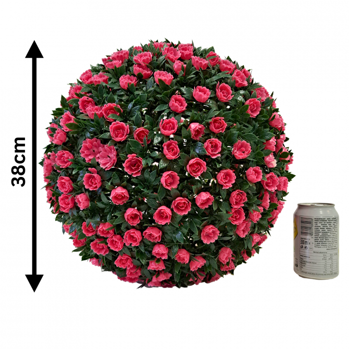 Sfera decorativa din plante artificiale Trandafiri rosii, Arbust artificial forma sferica [3]