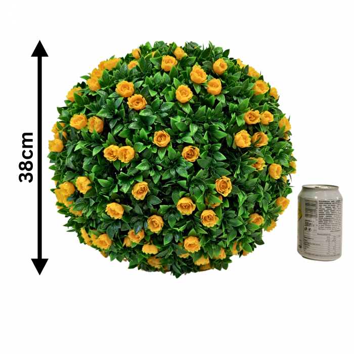 Arbust artificial in forma de sfera vivodecor, Sfera decorativa din plante artificiale trandafiri galbeni [4]
