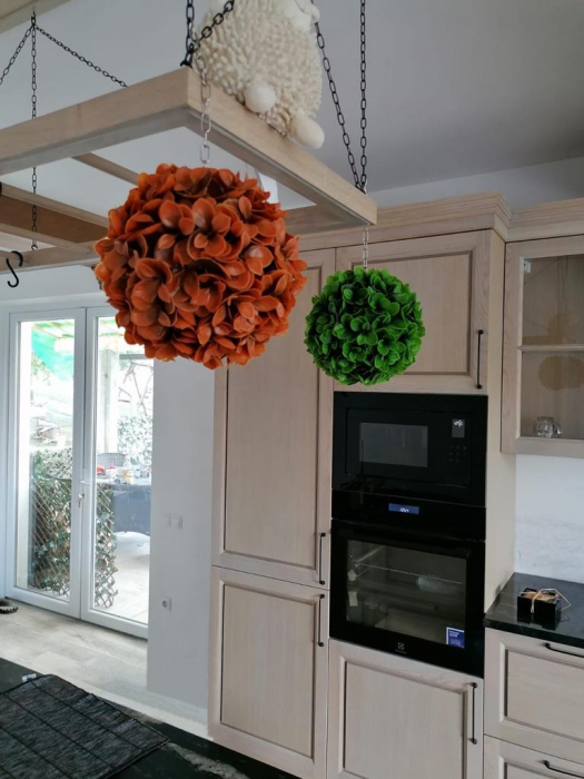 Sfera decorativa din plante artificiale buxus stilizat caramiziu, Sfera plante artificiale [8]