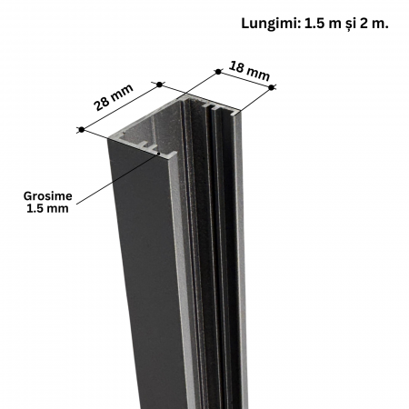 Cadru Gard tip C, Multifunctional din Aluminiu Gri Antracit 28x18mmx1,5 ML [4]