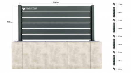 Kit Gard din Aluminiu Model Trend VIVODECOR H1000 x L2000 mm Asamblare DoItYourself [1]