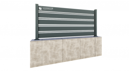 GARDURI ALUMINIU - Kit Gard din Aluminiu Model Trend Line cu Stalp VIVODECOR H1000 x L2000 mm Asamblare DoItYourself